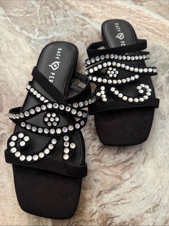 Katy Perry Collections Shoes - Katy Perry Collections Black Crystal Embellished Slide Mules